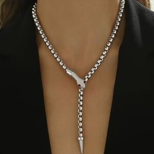 18K Gold Plated Silver Snake Lariat Necklace